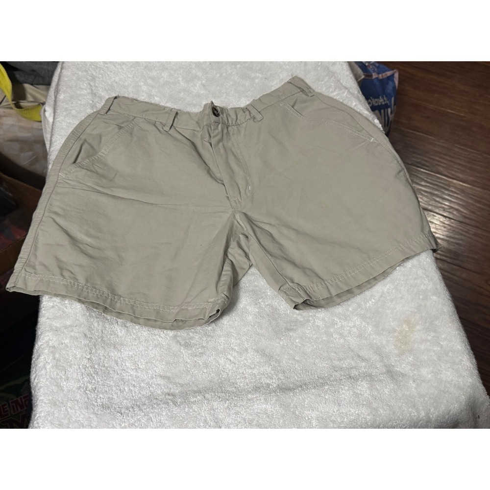 Southern Proper Mens Khaki Tan Cotton Nylon Blend Shorts Size Small Elastic Back